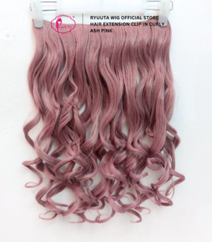 Long Wave Curl Hair Extension Clip in Silver Gray Ash Pink