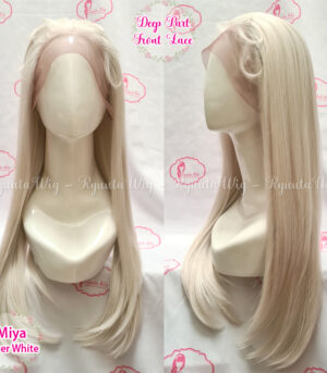 Long Straight Deep Part Synthetic Wig Miya Silver White