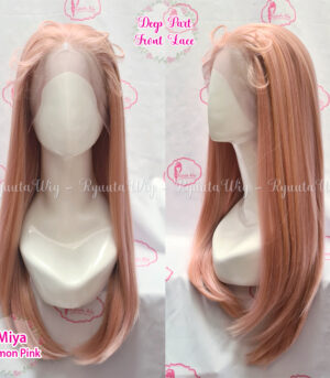 Long Straight Deep Part Synthetic Wig Miya Salmon Pink