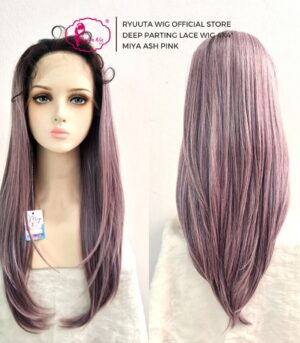 Long Straight Deep Part Synthetic Wig Miya Ash Pink