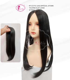 Toupee Lace Long Straight Premium 3 Clips 21 inch 52 cm