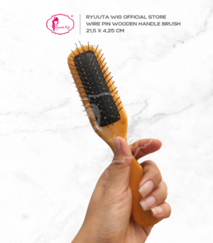 Oval Square Wire Pin Comb Brush Wooden Handle