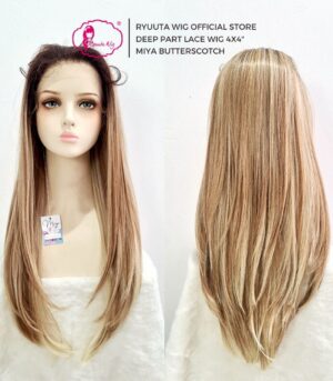 Long Straight Deep Part Synthetic Wig Miya Butterscotch Blonde