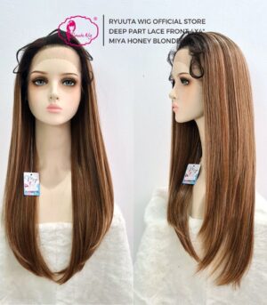 Long Straight Deep Part Synthetic Wig Miya Honey Brown