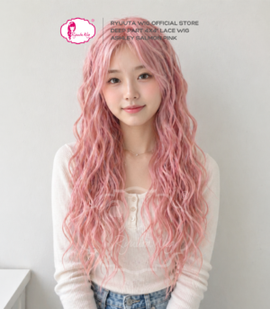 Ashley | Synthetic Fiber Deep Part 4×4″ Lace Wig 28 inch 70 cm Salmon Pink