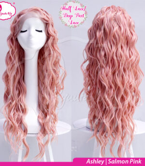 Long Mermaid Wave Deep Part Synthetic Wig Ashley Salmon Pink