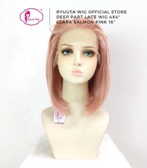 Short Deep Part Synthetic Wig Clara Salmon Pink