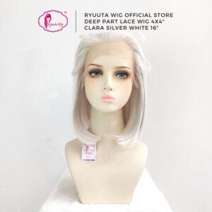 Short Deep Part Synthetic Wig Clara Silver White - Image 2