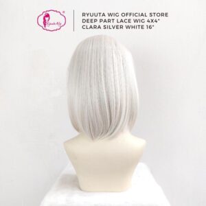 Short Deep Part Synthetic Wig Clara Silver White - Image 3