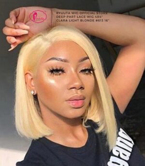 Short Deep Part Synthetic Wig Clara Light Blonde