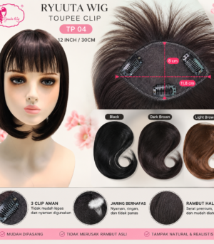 Toupee Hair Topper Clip Synthetic Fiber 12 inch / 30 cm TP04