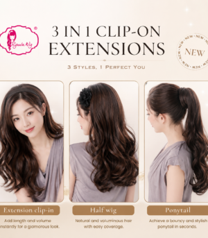 Hair Extension Ponytail Half Wig 3in1 Synthetic Fiber 28 inch / 70 cm