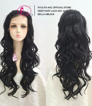 Deep Part Half Lace Wig Gelombang Panjang Bella 28 inch 70 cm