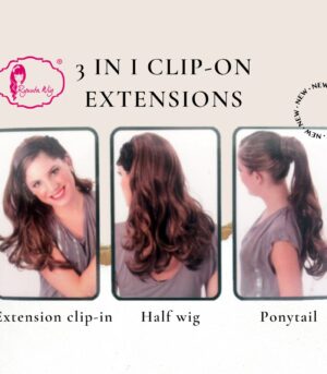 Clip On Hair Extension Hairclip Ponytail Half Wig 3in1 Daisy