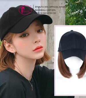 Baseball Cap Wig Bob 10 inch 25 cm