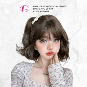 Basic Cap Bob Wave Lolita Ulzzang Brown 35 cm - Image 2