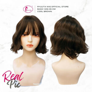Basic Cap Bob Wave Lolita Ulzzang Brown 35 cm - Image 3