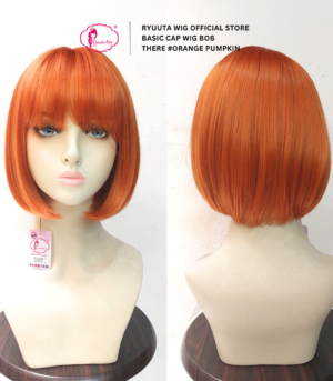 Basic Cap Wig Short Bob There Orange Pumpkin 12 inch 30 cm