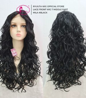 Lace Front Wig Mermaid Wave Panjang Mila Black Burgundy Blonde 28 inch 70 cm