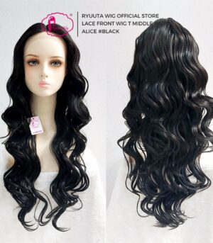Lace Front Wig Gelombang Panjang Alice Hitam Coklat 30 inch 75 cm