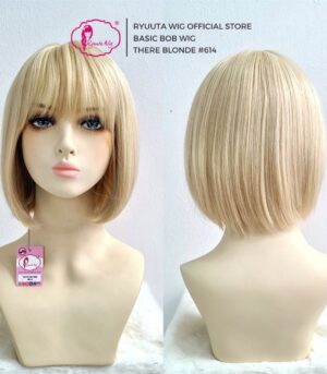 Basic Cap Wig Short Bob There Blonde Pirang 12 inch 30 cm