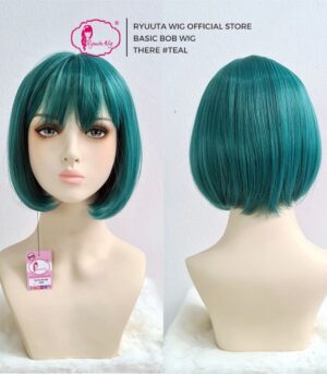 Basic Cap Wig Short Bob There Teal Blue Green 12 inch 30 cm