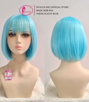 Basic Cap Wig Short Bob There Blue Biru 12 inch 30 cm