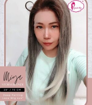 Ryuuta Wig Deep Part Half Lace Wig Lurus Panjang Miya Sand Storm Blonde 28 inch  70 cm