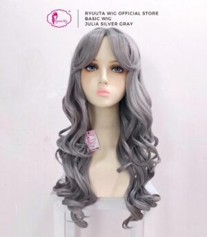 Basic Cap Long Wave Julia Silver Gray 24 inch 60 cm
