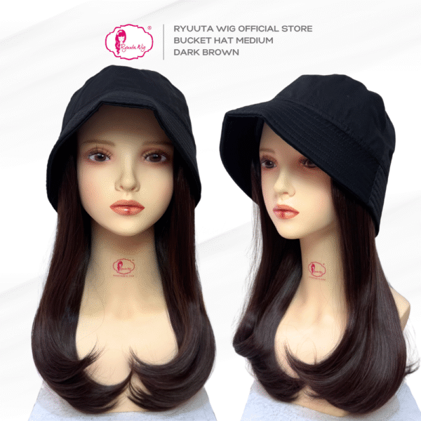 Bucket Hat Wig Medium Straight 14 inch 35 cm - Image 3