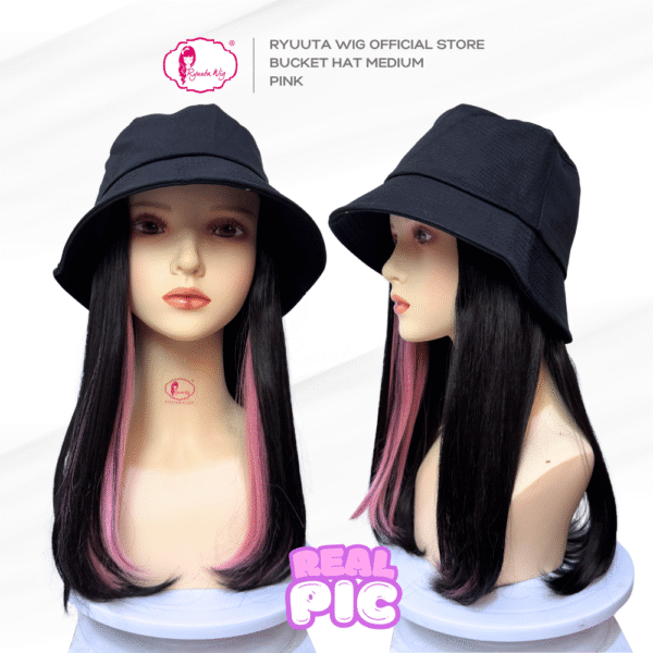 Bucket Hat Wig Medium Straight 14 inch 35 cm - Image 4