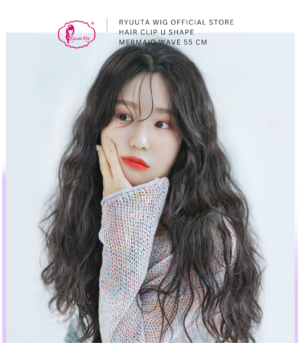 U Shape Hair Extension Clip Mermaid Wave Black Brown 55 cm