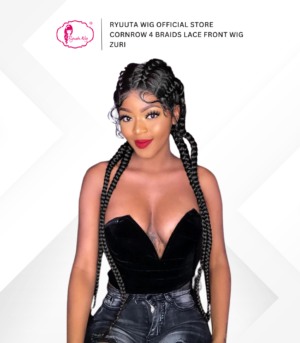 Lace Front Wig Cornrow 4 Braids Long Zuri Braids 9 inch 70 cm