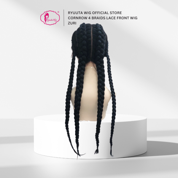 Lace Front Wig Cornrow 4 Braids Long Zuri Braids 9 inch 70 cm - Image 3
