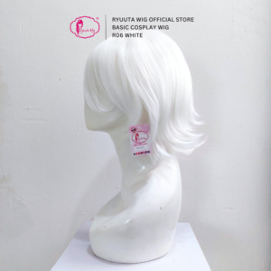 Short Basic Wig Man Woman Synthetic Cosplay White - Image 5