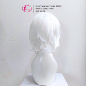 Short Basic Wig Man Woman Synthetic Cosplay White - Image 4
