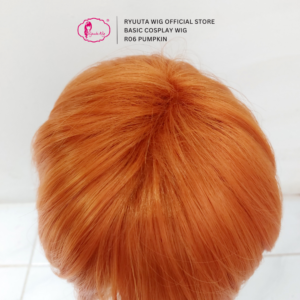 Short Basic Wig Man Woman Synthetic Cosplay Pumpkin Orange - Image 4