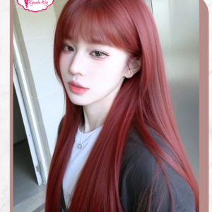 Basic Cap Long Straight Lolita Ulzzang Burgundy 70 cm