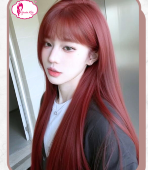 Basic Cap Long Straight Lolita Ulzzang Burgundy 70 cm