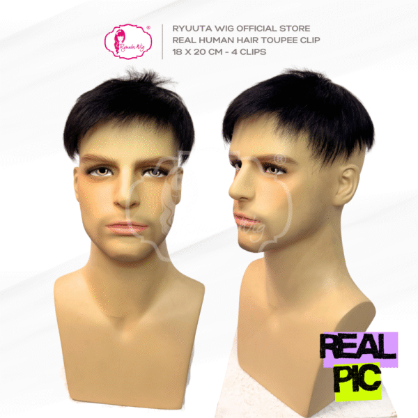 Toupee Topper Clip Man Short Human Hair 18 x 20 cm - Image 2