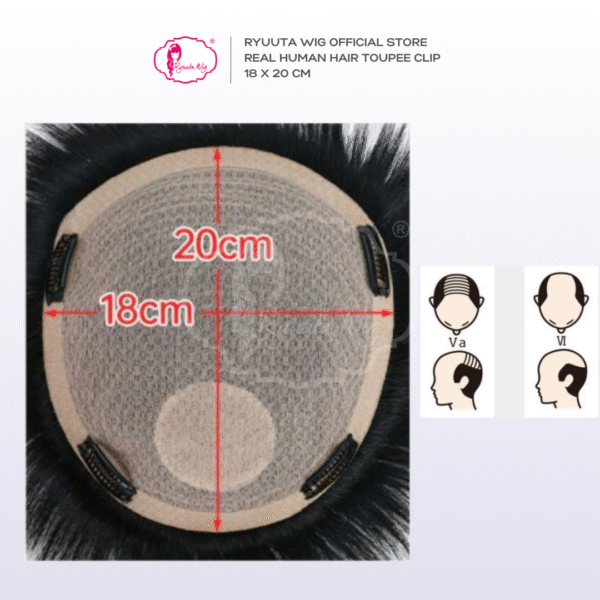 Toupee Topper Clip Man Short Human Hair 18 x 20 cm - Image 4
