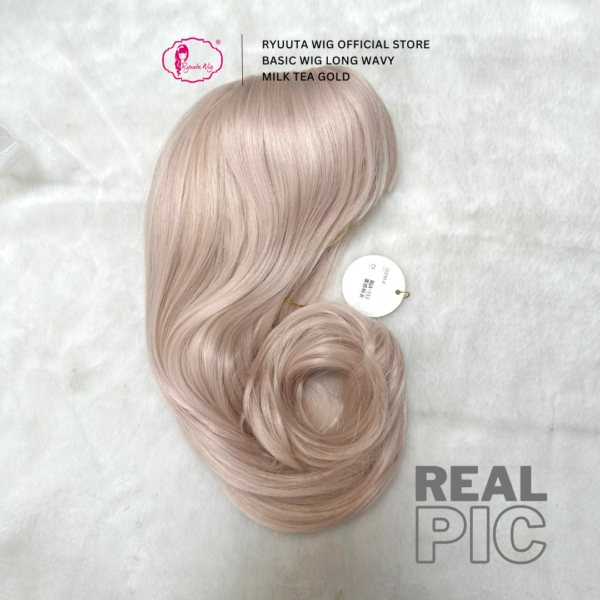 Basic Cap Long Wave Wig Lolita Ulzzang Milk Tea Gold - Image 3