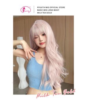 Basic Cap Long Wave Wig Lolita Ulzzang Milk Tea Gold