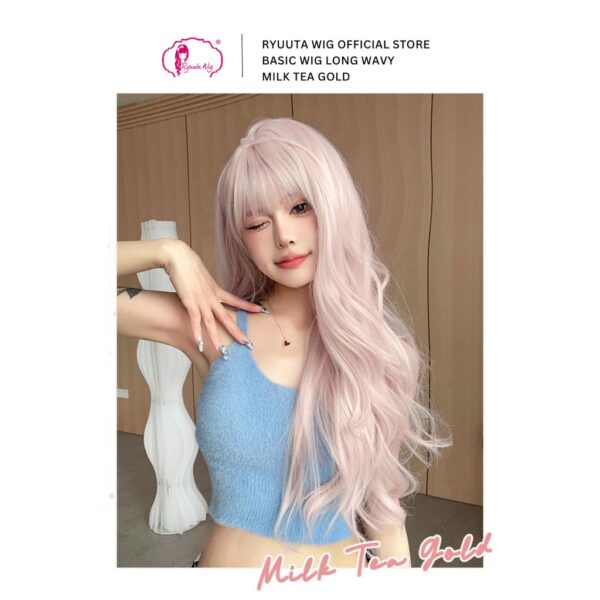 Basic Cap Long Wave Wig Lolita Ulzzang Milk Tea Gold