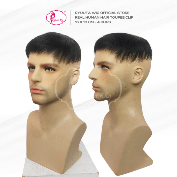 Toupee Topper Clip Man Short Human Hair 16 x 18 cm - Image 2