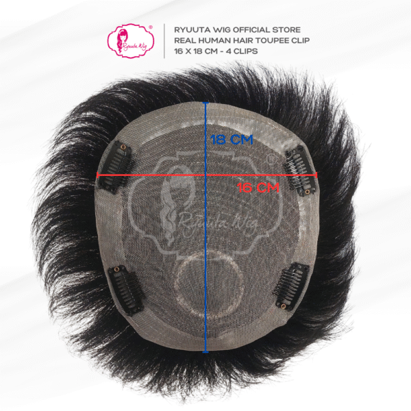 Toupee Topper Clip Man Short Human Hair 16 x 18 cm - Image 3