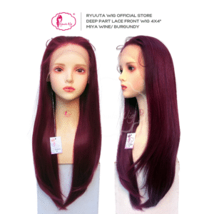 Deep Part Half Lace Wig 4x4" Long Straight Miya Wine Burgundy 28 inch 70 cm