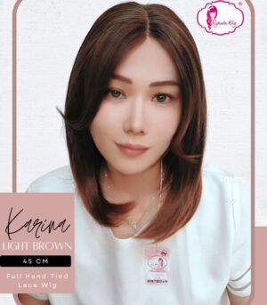 Full Hand Tied Lace Wig Karina Black Brown 18 inch 45 cm