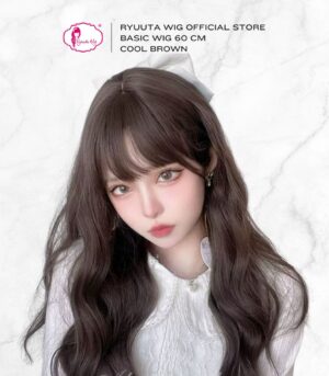 Basic Cap Long Wave Lolita Ulzzang Dark Cool Brown 60 cm