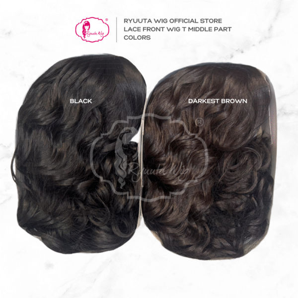 Ryuuta Wig Lace Front Wig Mermaid Wave  Panjang Curtain Bangs Mina Hitam Coklat Ash 28 inch 70 cm - Image 5